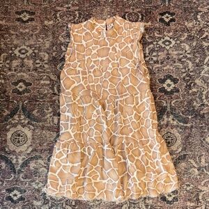 Tan and White Sleeveless Dress